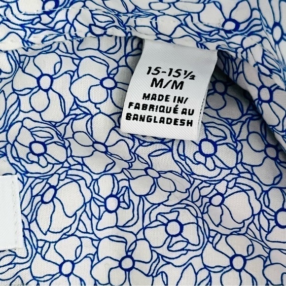 Calvin Klein shirt short sleeve stretch regular fit size M 15-15.5 white blue - Picture 6 of 10